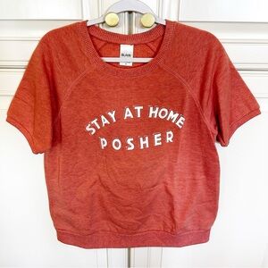 Oscilatey Stay Home Posher Graphic Print Short Sleeve Sweatshirt Womens Oversize